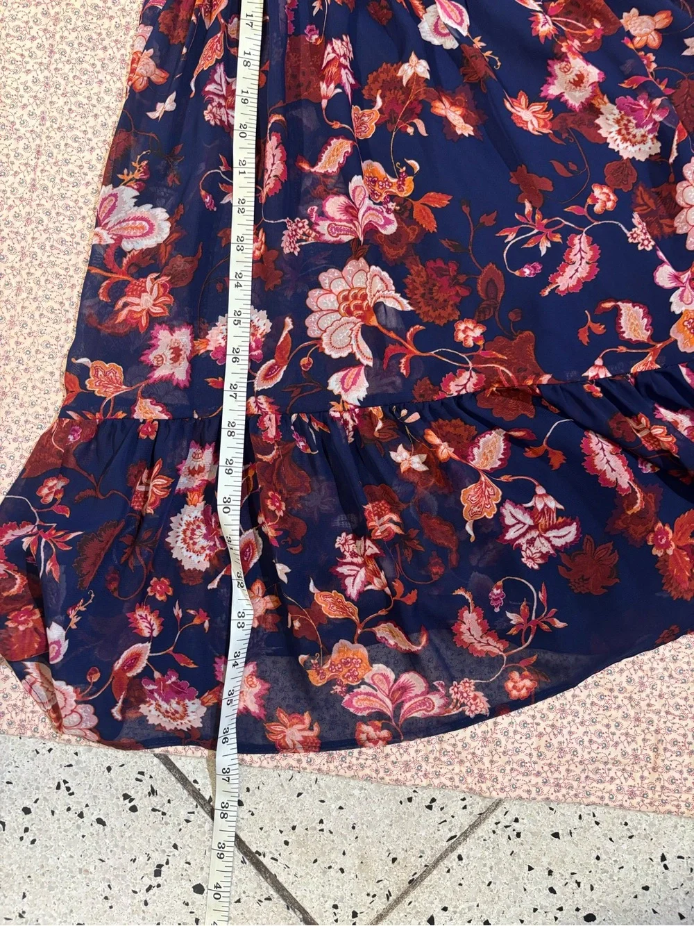 Navy Floral Tiered Mini Dress - Picture 5 of 5
